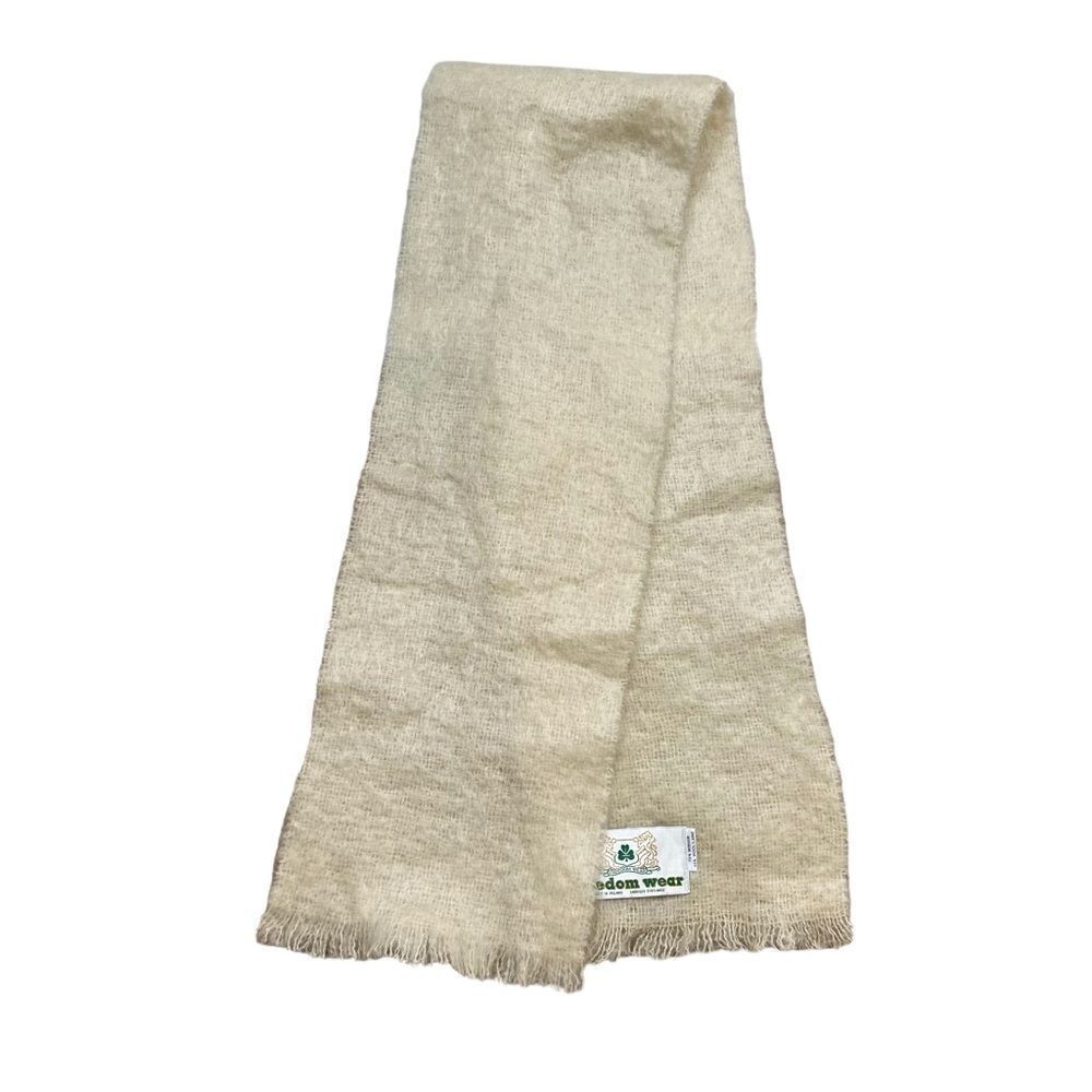 Vintage Freedom Wear Brand Irish Made Ivory Mohair and Wool Scarf